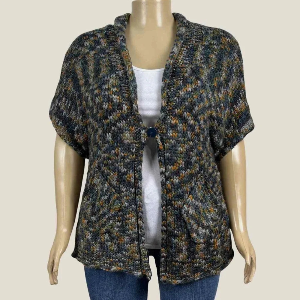 VTG Chunky Wool Jillian Nicole Knit One Button Cardigan Sweater